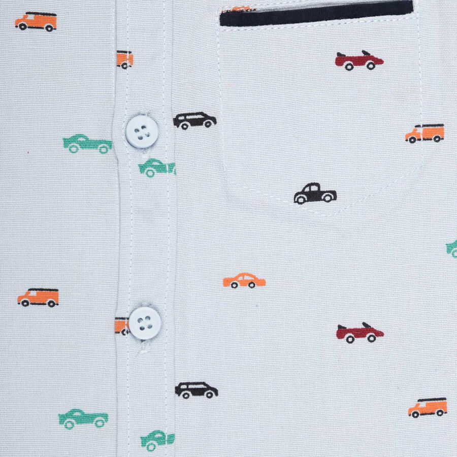 Infants Cotton Printed Shirt, Light Blue, large image number null