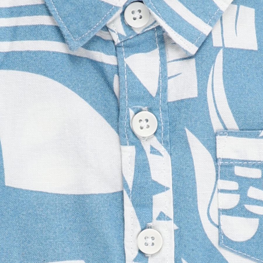 Infants Light Powder Blue Cotton Half Sleeve Classic Casual Shirt, Mid Blue, large image number null