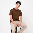 Men's Beige Polo Neck Polo T-Shirt, Beige, small