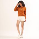 Women's Rust Orange Crew Neck Casual Sweatshirt, Mustard, small image number null