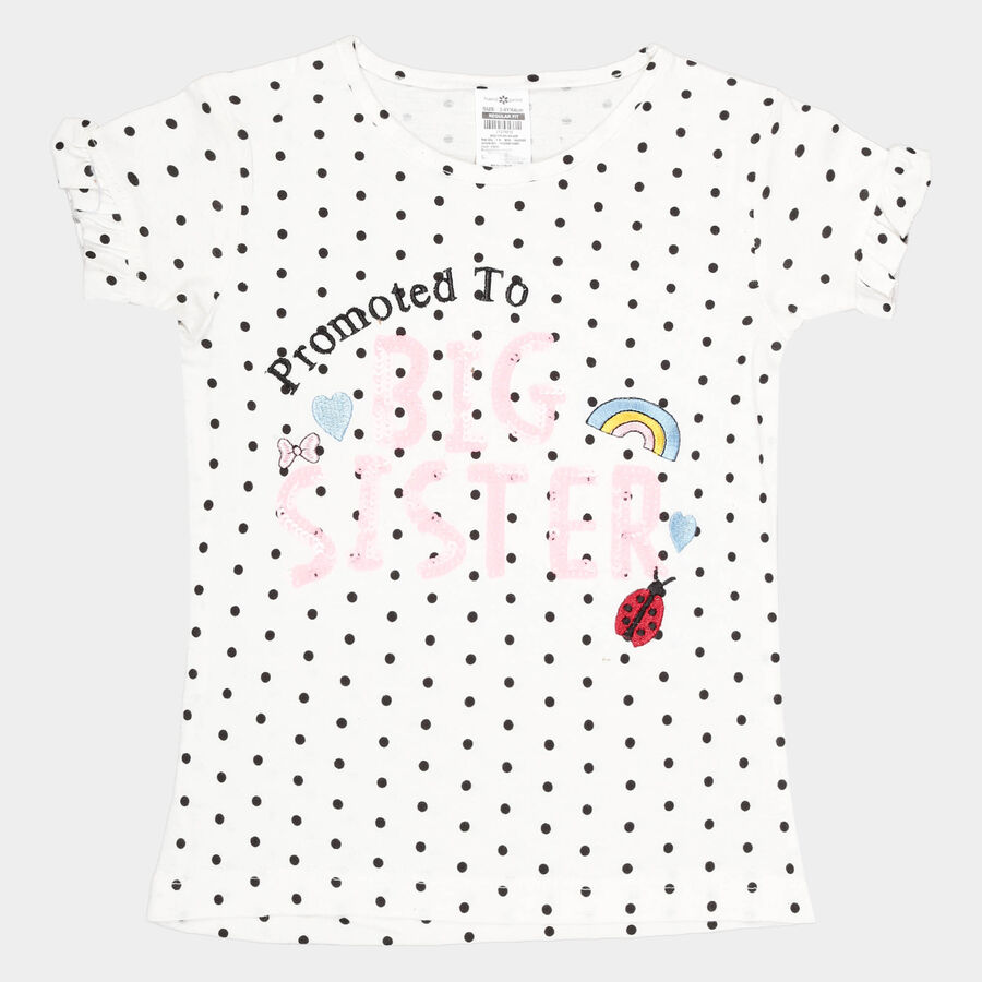Girls Printed T-Shirt, Off White, large image number null