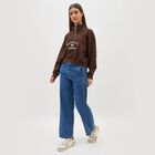 Women's Dark Chocolate Brown Half Zip Casual Sweatshirt, भूरा, small image number null