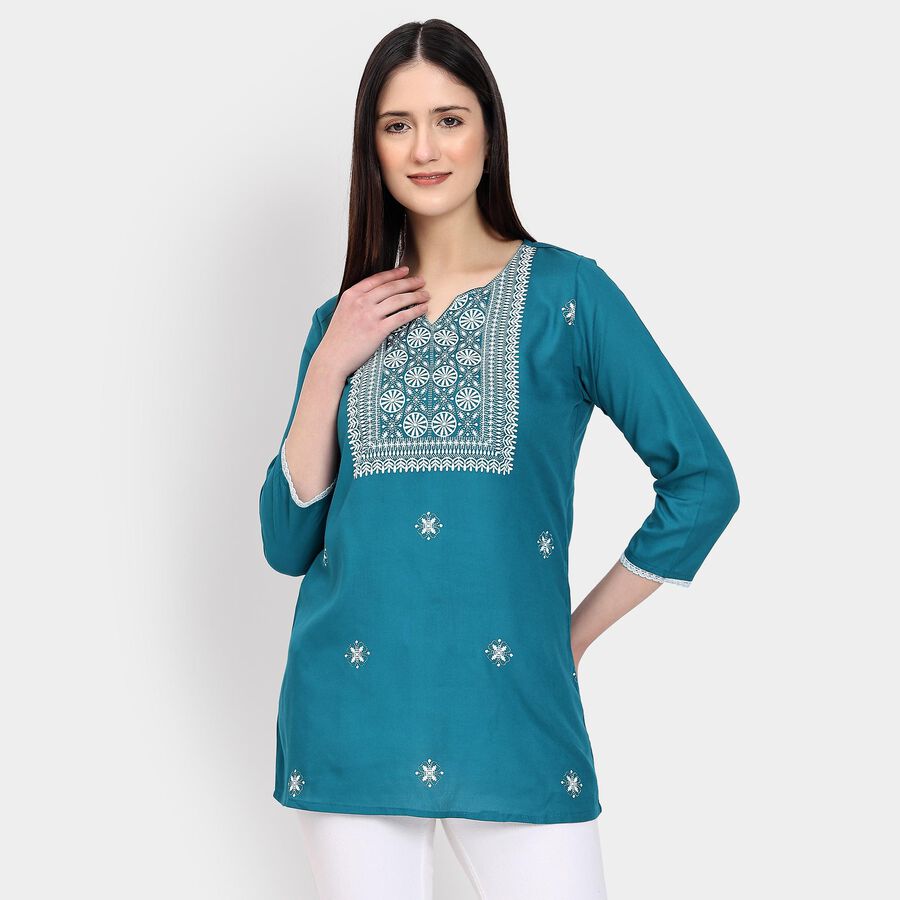 Ladies' Kurti , मध्यम नीला, large image number null