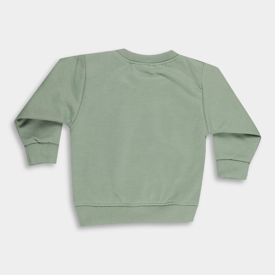 Infants' Muted Olive Green Crew Neck Graphic Sweatshirt, Olive, large image number null