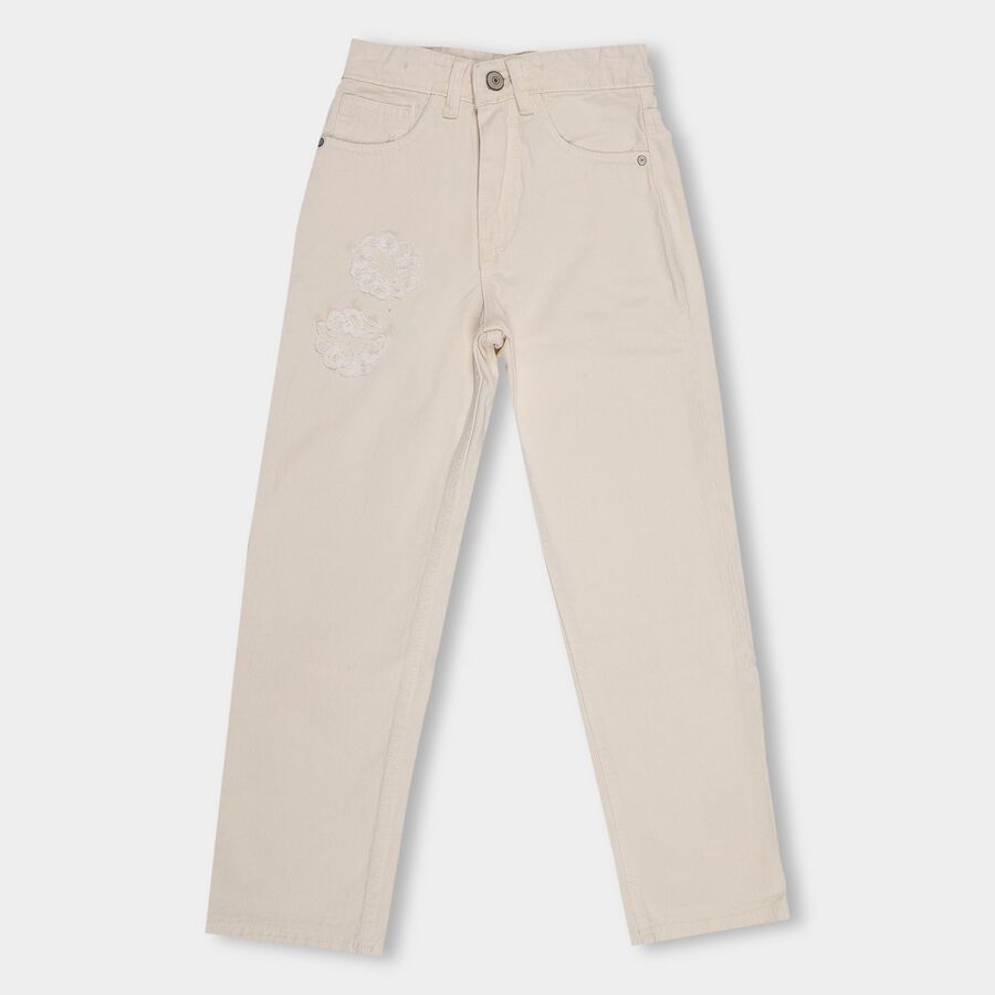 Girls' Light Beige Wide Leg Buttoned Jeans, गहरा पीला, large image number null