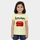 Girls Yellow Cotton Round Neck Casual T-Shirt, Yellow, small