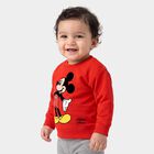 Infants' Red Cotton Crew Neck Pullover Sweatshirt, लाल, small