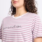 Ladies'  Stripes Round Neck T-Shirt, Purple, small image number null