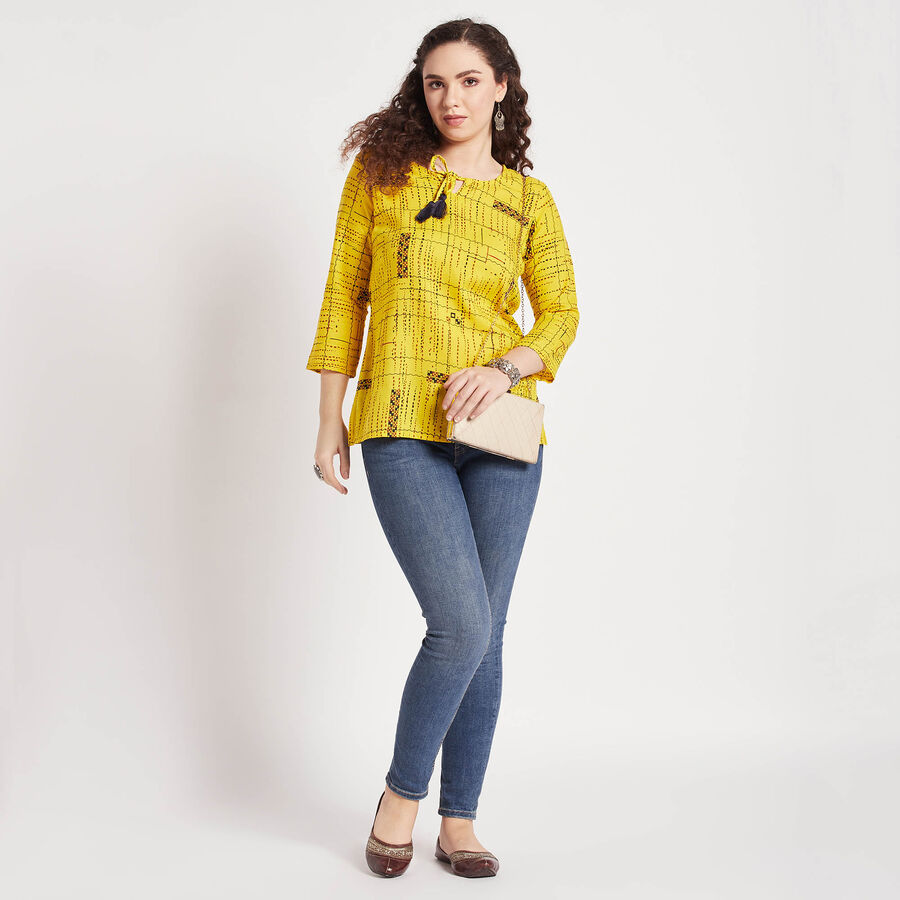All Over Print Straight Kurti, Yellow, large image number null