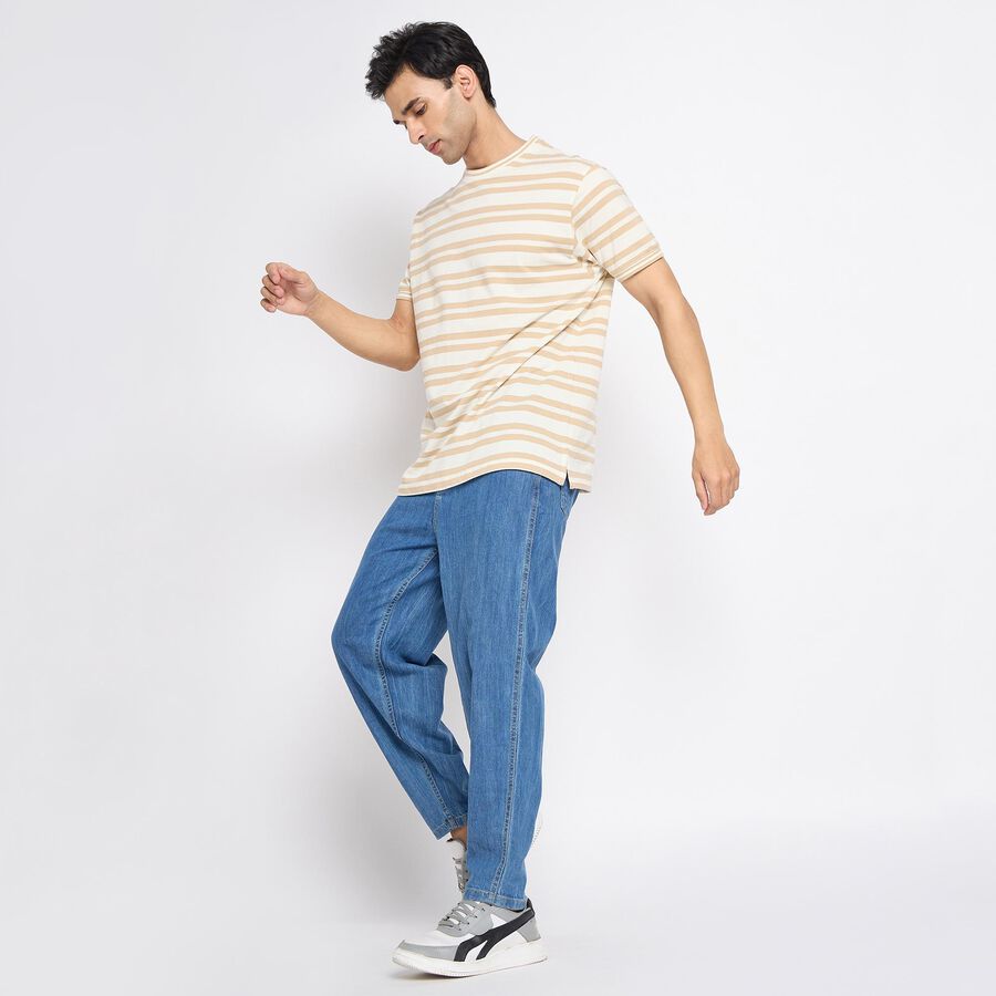 Men's 100% Cotton Round Neck Half Sleeves T-Shirt, गहरा पीला, large image number null