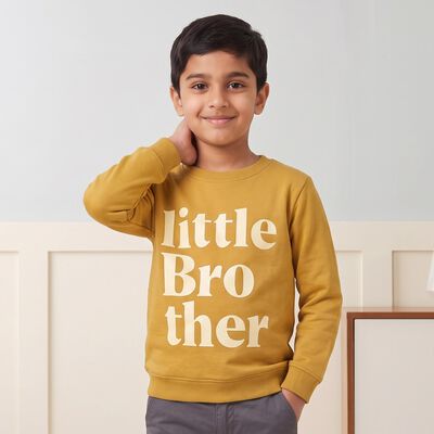 Boys' Mustard Crew Neck Pullover Sweatshirt