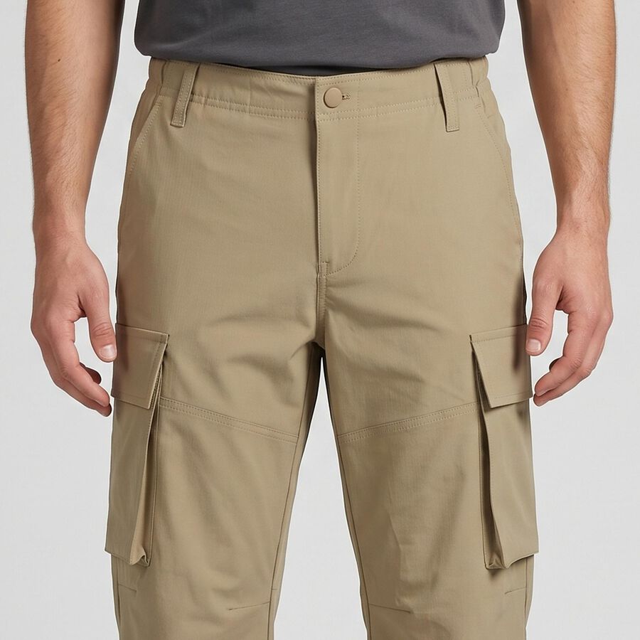 Men's Beige Slim Fit Cargo Trousers, गहरा पीला, large