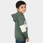 Boys Dark Sage Green Hooded Neck Graphic Sweatshirt, Dark Green, small image number null