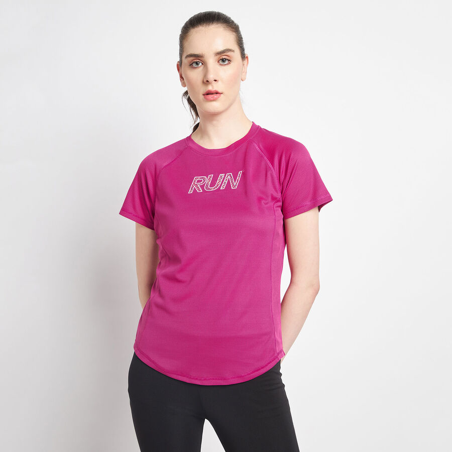 Round Neck T-Shirt, गुलाबी, large image number null