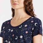 Printed Knee Length Nighty, Navy Blue, small image number null