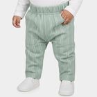 Infants' Mint Green Straight Fit Striped Cotton Pyjama, हल्का हरा, small