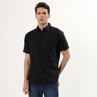 Men's Jet Black Classic Slim Fit Casual Shirt, Black, small