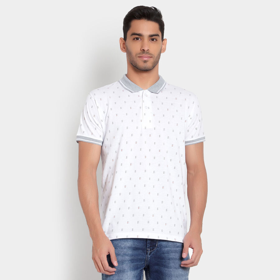प्रिंटेड पोलो शर्ट, सफ़ेद, large image number null