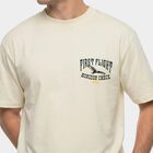 Men's White Cotton Round Neck Regular T-Shirt, Off White, small