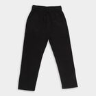 Boys Jet Black Regular Fit Cotton Trousers, काला, small image number null