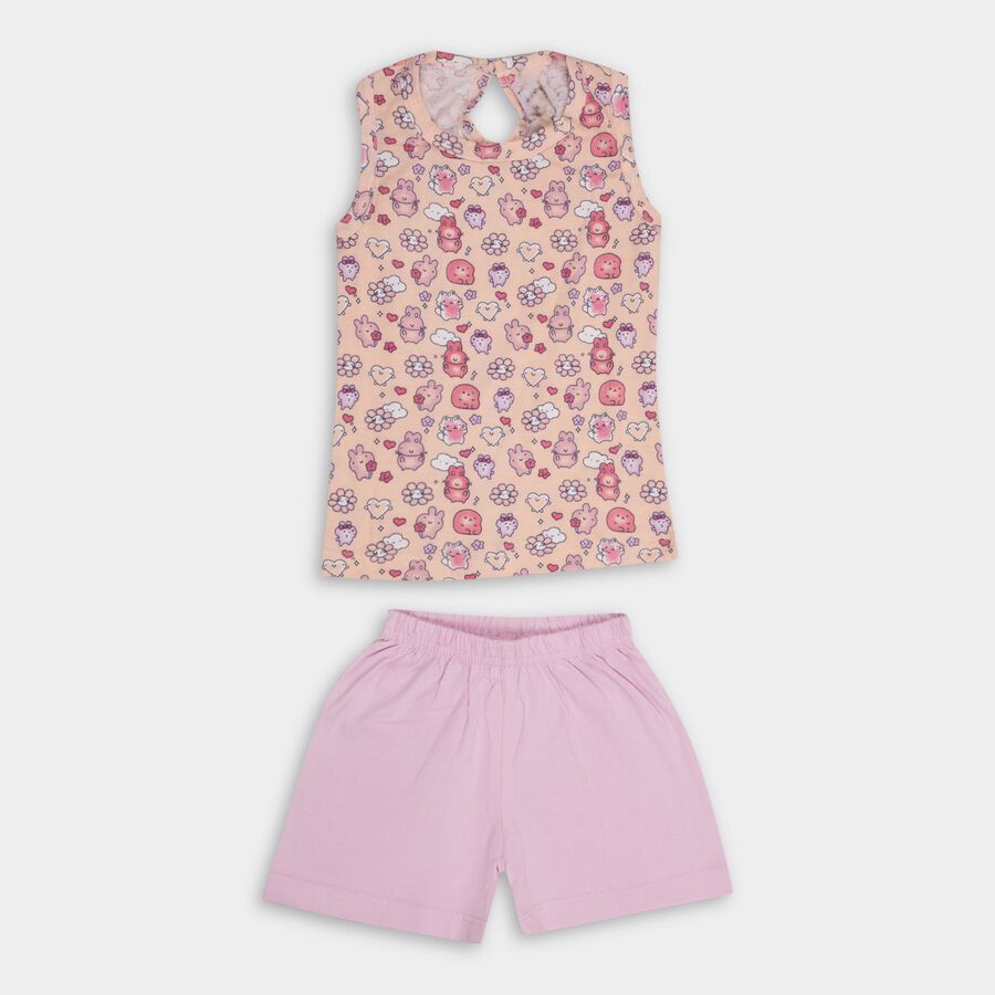 Infant Girls' 100% Cotton Short Set , Peach, large image number null