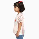 Girls Light Pink and White Crew Neck Casual T-Shirt, Light Pink, small image number null