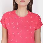 Printed Round Neck Round Neck T-Shirt, Coral, small image number null