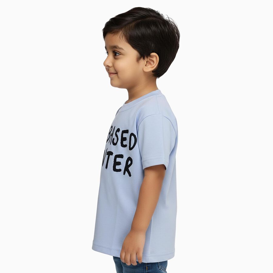 Boys Light Blue Round Neck Casual T-Shirt, हल्का नीला, large image number null