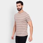 Men's Round Neck Half Sleeves T-Shirt, Beige, small image number null