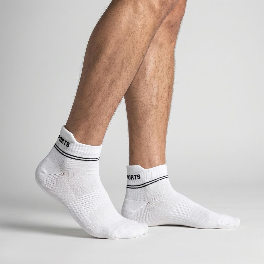Men's Regular Fit Sports Pack of 3 Socks ( Black, Grey, White ), Melange Light Grey, large