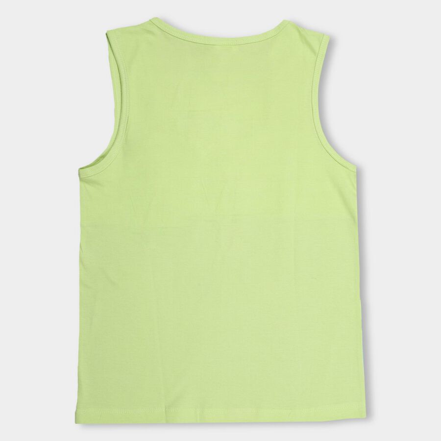 Boys' Light Green and Blue Cotton Round Neck Sleeveless T-Shirt, Light Green, large image number null