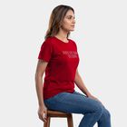 Women's Pink Round Neck Graphic Printed T-Shirt, Fuchsia, small