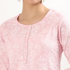 Women's Soft Pastel Pink Round Neck Floral Printed Kurta, गुलाबी, small image number null