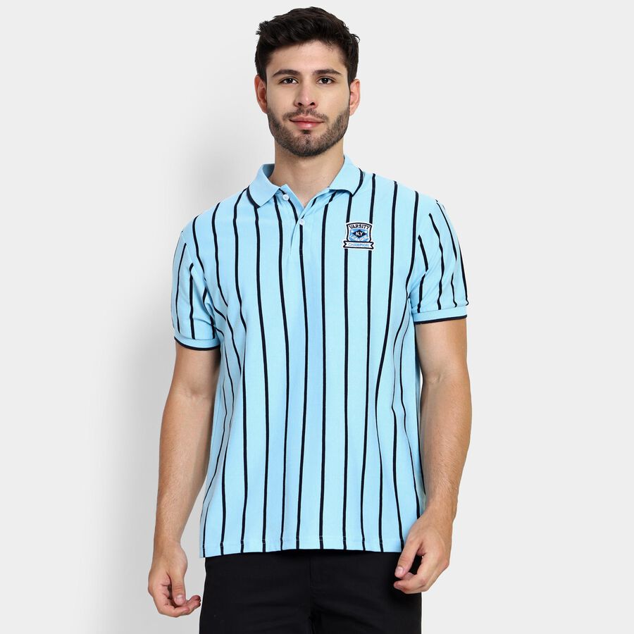Men's Collared Half Sleeves T-Shirt , Light Blue, large image number null