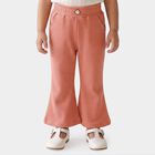 Girls' Pink Flared Fit Textured Trousers, Light Pink, small