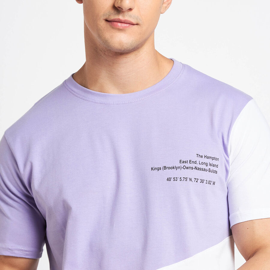 Cotton Round Neck T-Shirt, Purple, large image number null