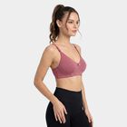 Women's Wine V-Neck Bralette Bra, वाइन, small