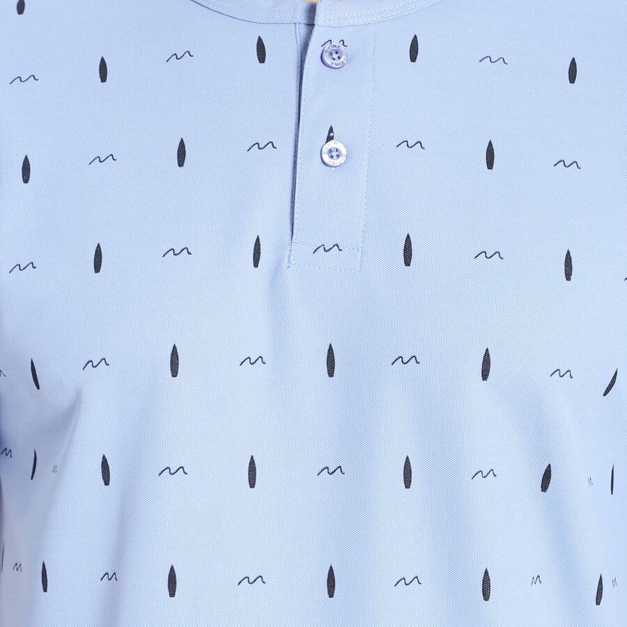 Printed Henley T-Shirt, Light Blue, large image number null