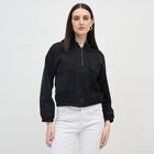 Women's Jet Black Hooded Relaxed Fit Sweatshirt, काला, small image number null