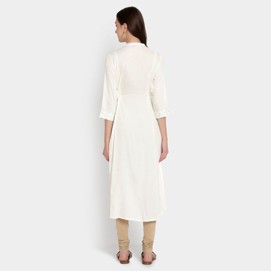 Embroidered 3/4Th Sleeves Kurta, Off White, large image number null