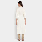 Embroidered 3/4Th Sleeves Kurta, Off White, small image number null
