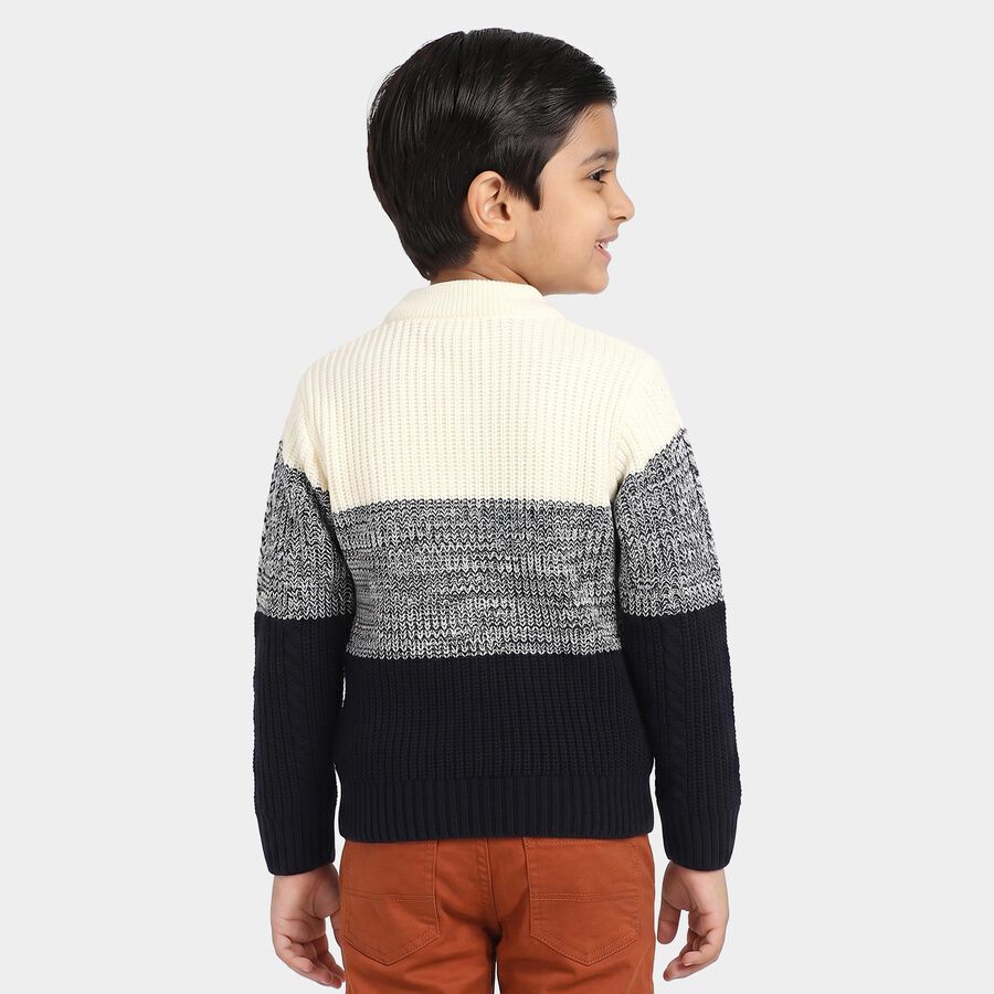 Boys' Navy Blue Zip Neck Half Zip Pullover, नेवी ब्लू, large