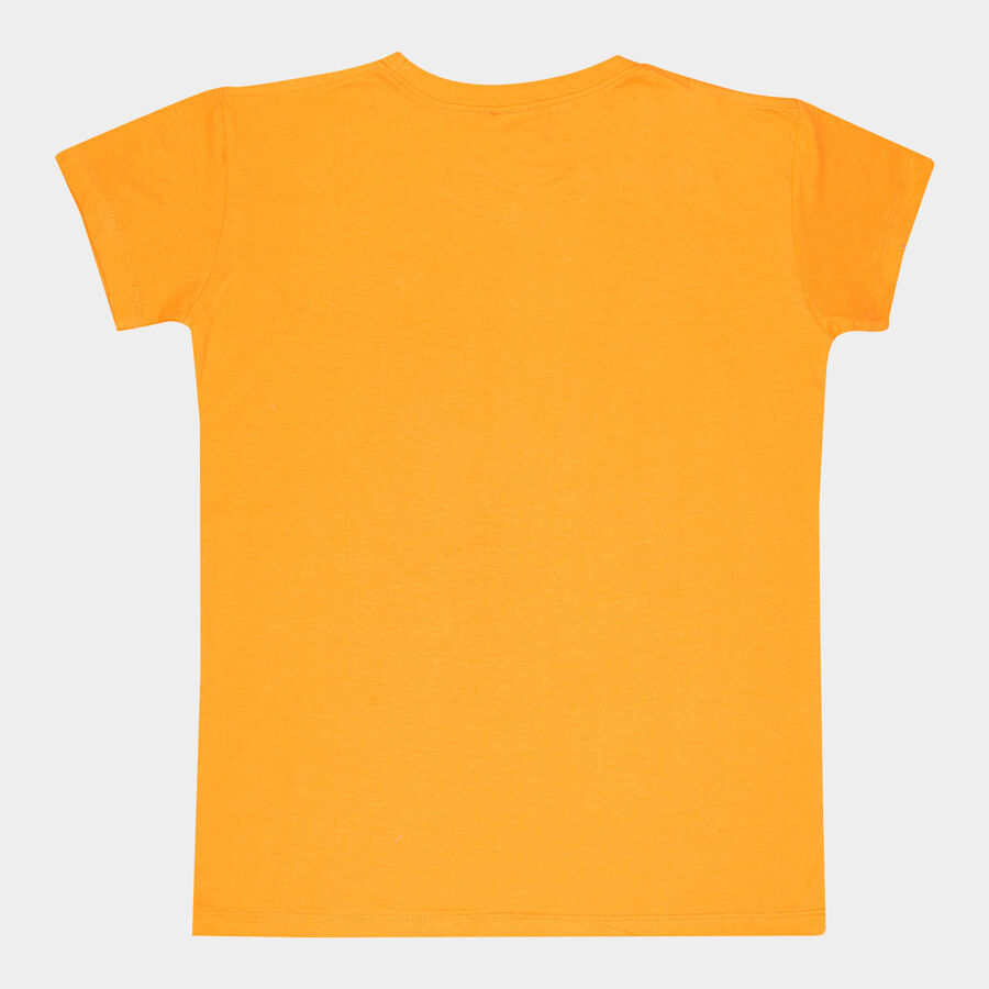 Girls Cotton T-Shirt, Orange, large image number null