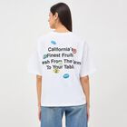 Women's Bright White Cotton Round Neck Oversized T-Shirt, ऑफ व्हाइट, small image number null