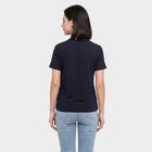 Women's Navy Blue Round Neck Regular T-Shirt, नेवी ब्लू, small