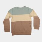 Boys Beige Crew Neck Colorblocked T-Shirt, गहरा पीला, small
