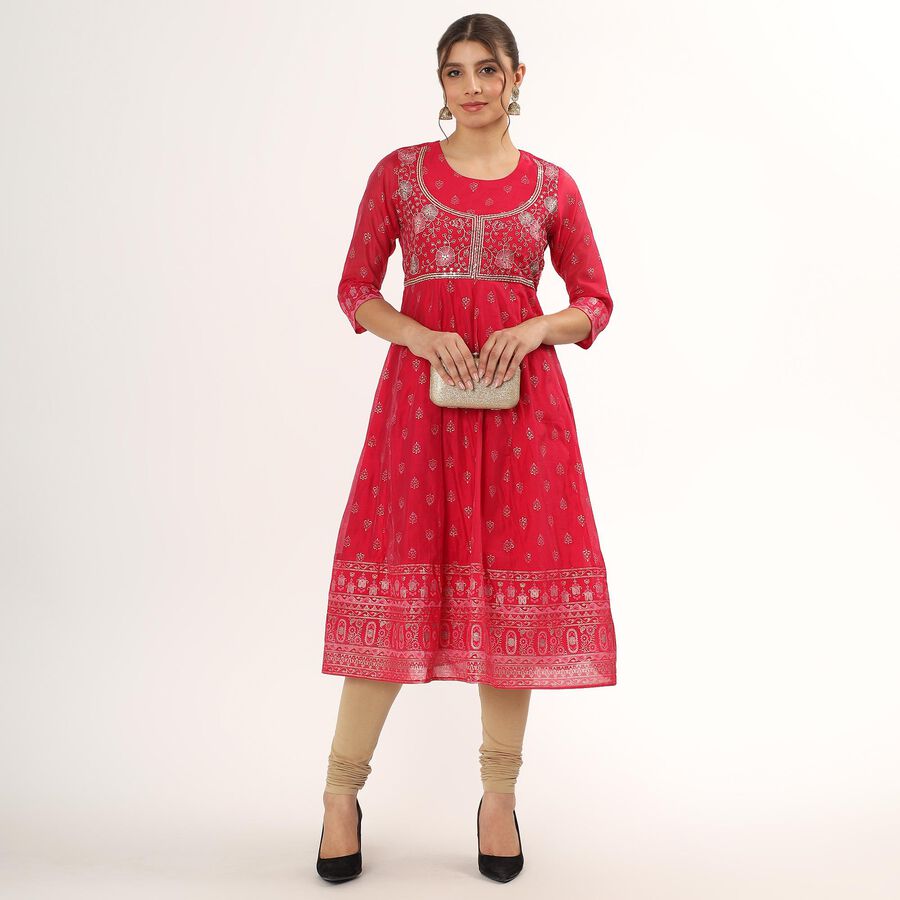 Ladies' Kurta , रानी (फ्यूशिया), large image number null