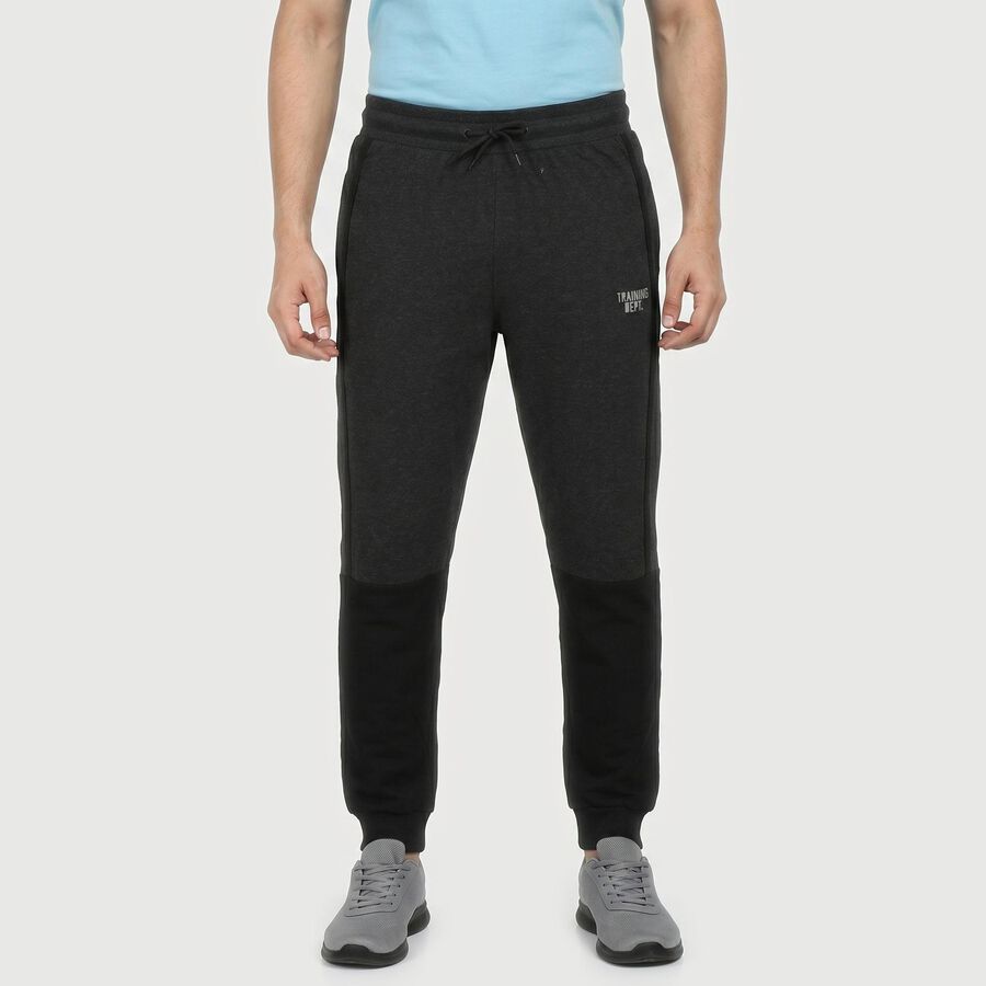 Men's Charcoal Jogger Fit Side-Piped Track Pants, चारकोल, large
