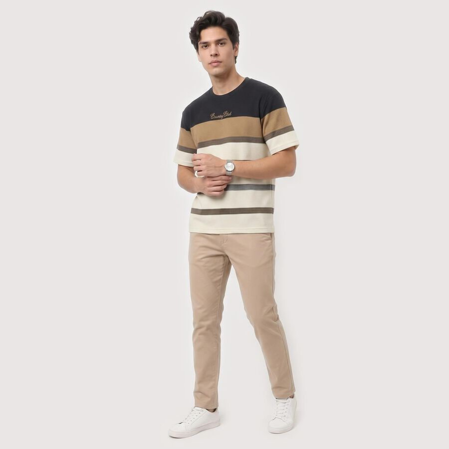 Men's Off White Round Neck Regular T-Shirt, ऑफ व्हाइट, large
