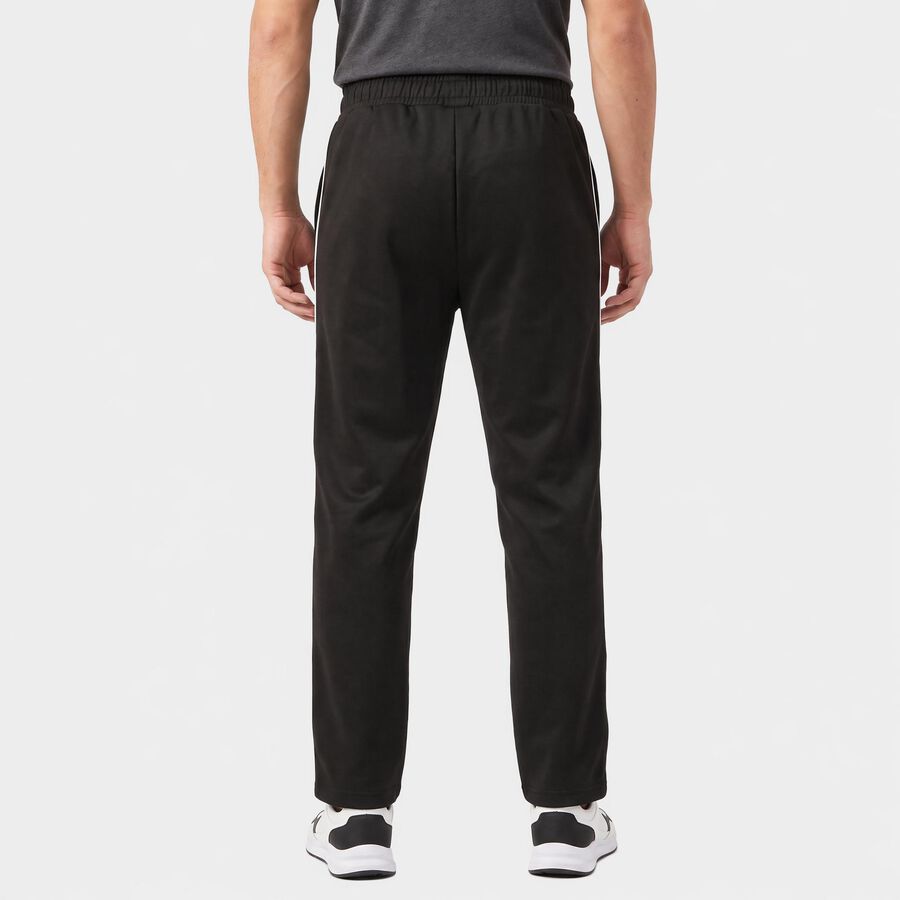 Men's Black Straight Fit Side-Striped Track Pants, Black, large